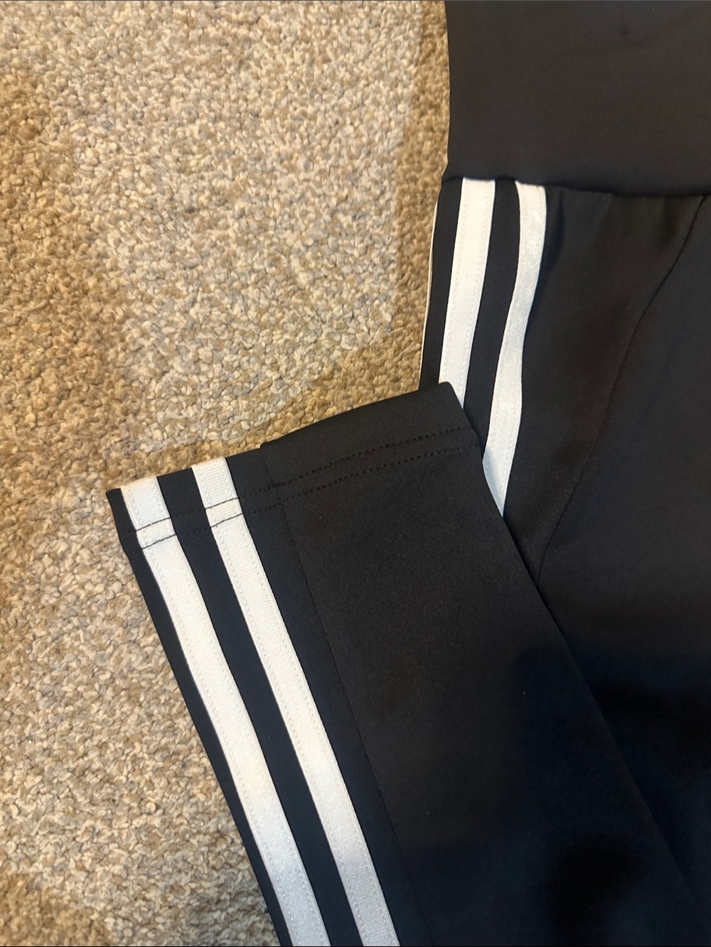 adidas Black Leggings with White Side Stripes for Kids - Picture 6 of 8